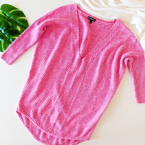 Express Sweaters - EXPRESS Pink Knitted Dolman V Neck Sweater Shrug